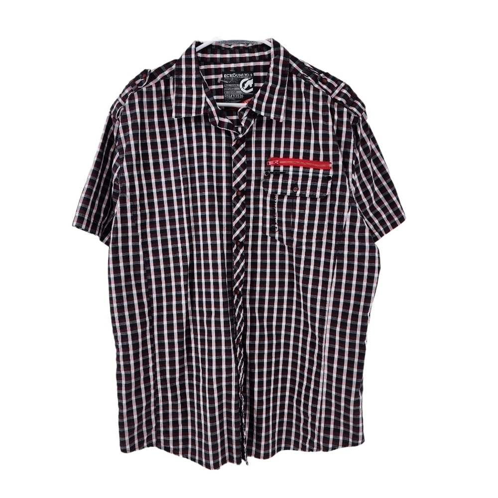 Ecko Unlimited Men's Plaid Short Sleeve Button-Up Shirt - XL